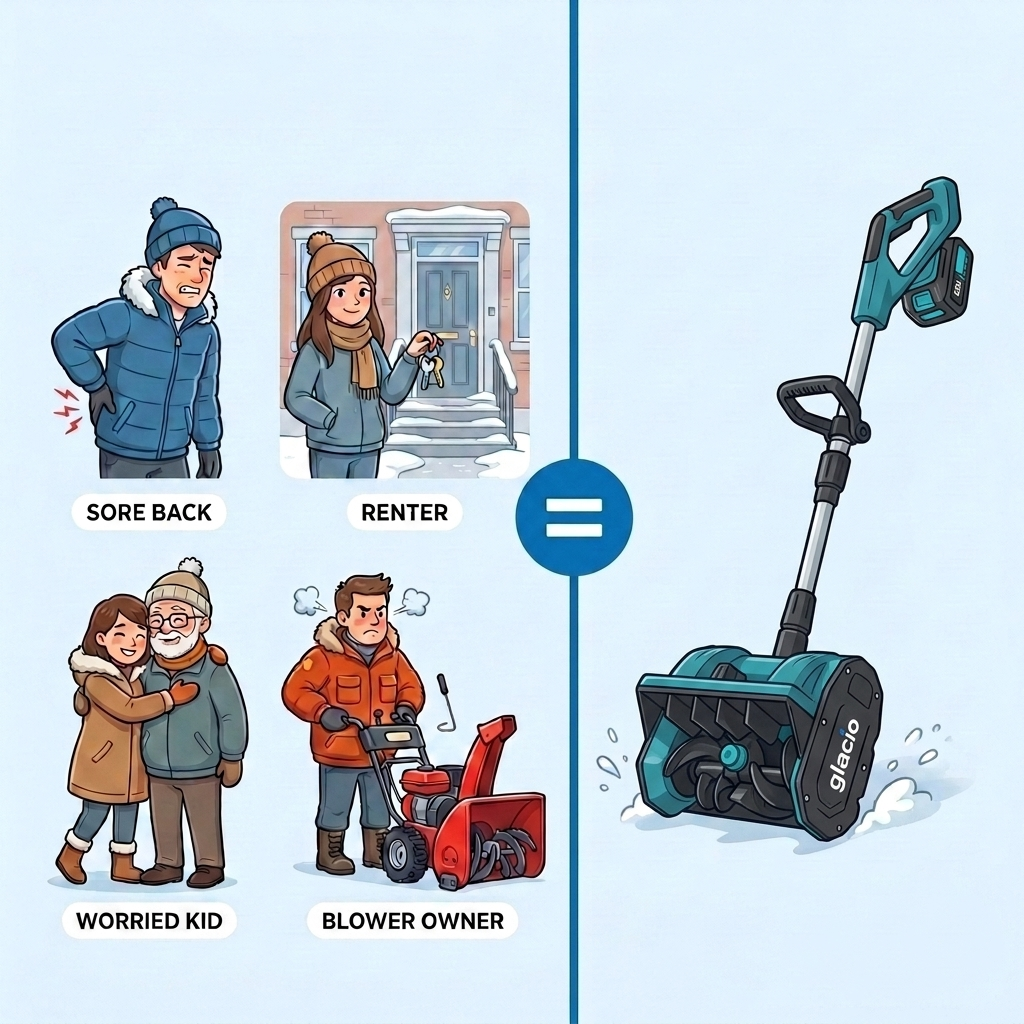 Four people, one shovel
